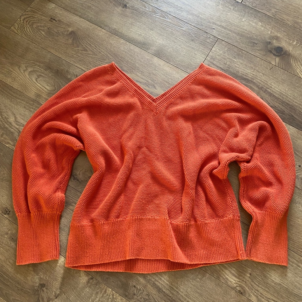 Women's Orange V-neck Anthropology Sweater